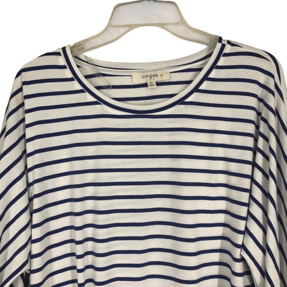 NWT Umgee Navy & White Striped Nautical Tunic w/Layered Peplum Sleeves SZ 1X - Picture 4 of 8